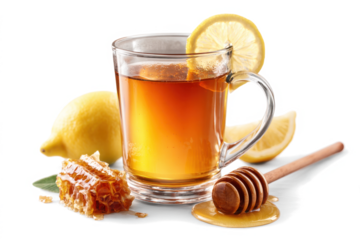 Hot tea with lemon and honeycomb a natural remedy perfect for a healthy lifestyle and cold season