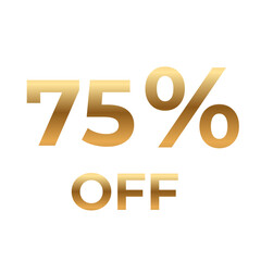 Golden 75 percent off discount promotion for special offers and sales events.