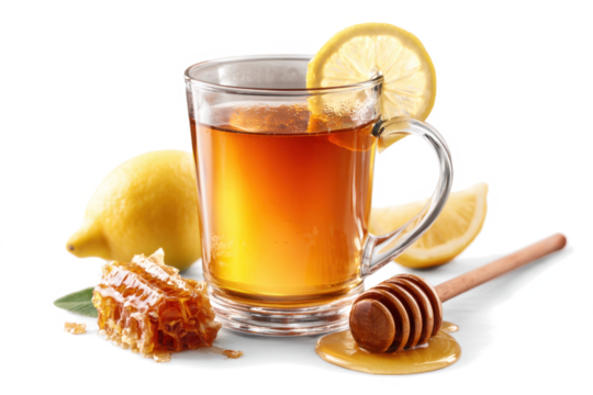 Hot tea with lemon and honeycomb a natural remedy perfect for a healthy lifestyle and cold season