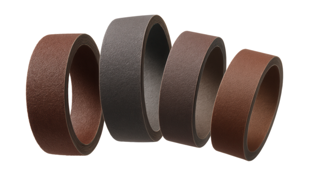 Aluminum oxide sanding rolls for metalworking applications.