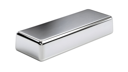Shiny silver bullion bar with smooth reflective surface for investment and collection