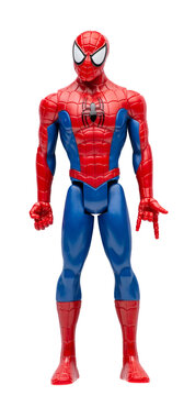 Full length Spider-Man model isolated on a transparent background. 