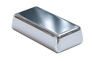 Shiny silver bullion bar with smooth reflective metallic surface for investment and collecting