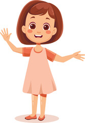 Joyful Girl in Pink Dress Illustration