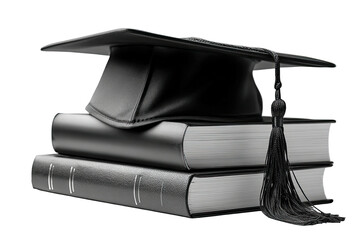 Graduation cap atop stacked books