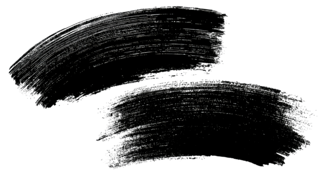 Two dark, textured brushstrokes