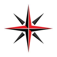 Compass Rose Minimal Vector Illustration on White Background