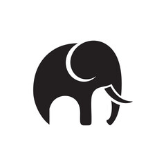 Minimalist Elephant Icon Silhouette on White Background
