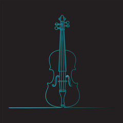 Fototapeta premium Glows green neon light violin silhouette elegant music instrument concept art vector