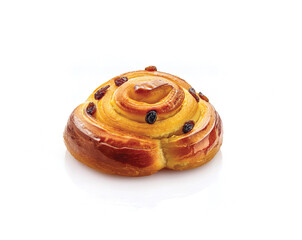 Swedish Lussekatter Saffron Buns Isolated on White Background. Golden saffron buns known as Lussekatter, traditionally baked in Sweden during St. Lucia Day and Christmas.