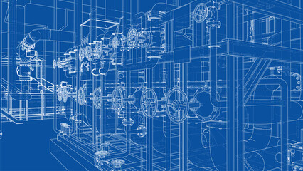 Industrial Blueprint Design. Vector