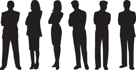 Silhouettes of Diverse Business People Standing Together