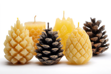 Beeswax candles shaped like pine cones decorative and natural perfect for holiday decor or rustic themes