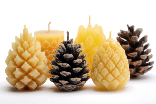 Beeswax candles shaped like pine cones decorative and natural perfect for holiday decor or rustic themes