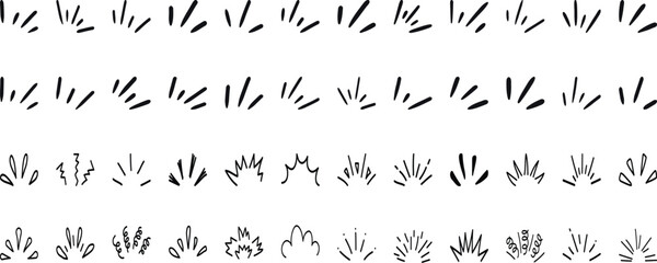 Japanese Manga Comics Character Emotion Lines Set, Anime Action Speed Effect Vector Collection