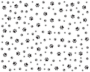 	
Black silhouettes of prints of dog paws, Seamless pattern	
