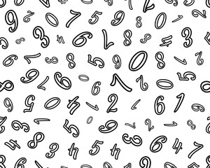 Numbers on white background, seamless pattern