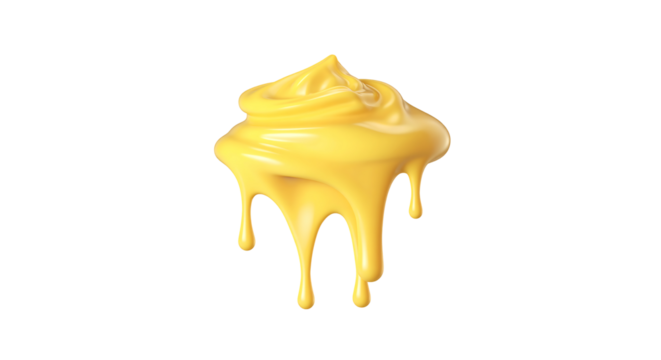 Delicious dripping yellow frosting swirl on a black background sweet indulgence