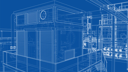 Industrial Blueprint Design. Vector