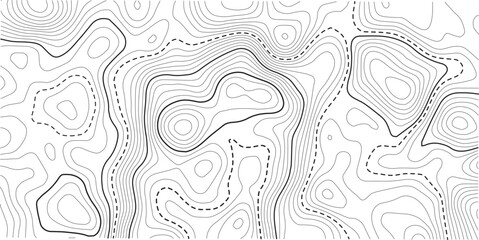 Black and white topographic map background. Topographic map lines. Monochrome topographic terrain lines with space for text. Cartography terrain contour lines backdrop.