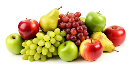 Ripe fruits isolated on white background