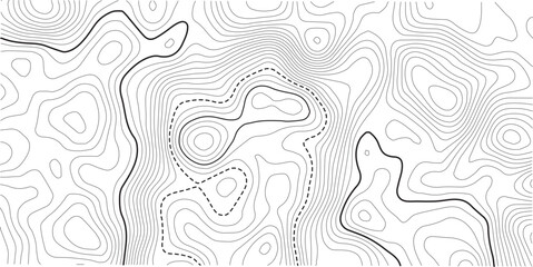 Black and white topographic map background. Topographic map lines. Monochrome topographic terrain lines with space for text. Cartography terrain contour lines backdrop.