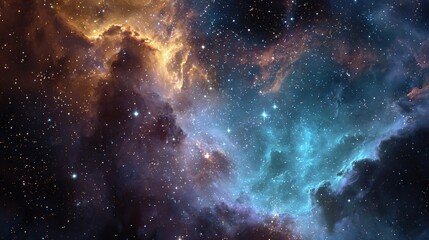 Colorful space nebula with stars and clouds of gas and dust in universe