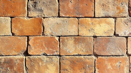 Obraz premium Handmade terracotta texture weathered brick wall pattern rustic clay surface artisanal craftsmanship warm earth tones natural building material background