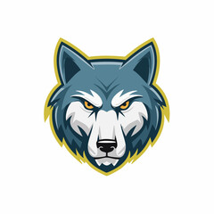 Angry wolf head mascot with transparent background