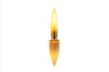 Burning candle flame glowing with reflection on transparent background
