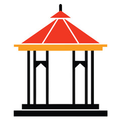 Garden Gazebo Icon Vector Illustration on White Background