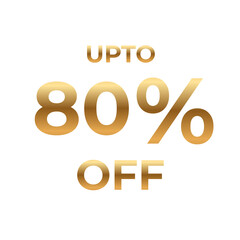 Golden 80 Off Discount Promotion Isolated on White Background.