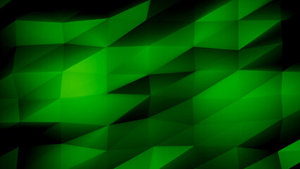 Abstract green polygon background with faceted triangular shapes and gradient effects, modern and stylish