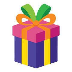 Gift Box Wrapped Vector Illustration on White Background