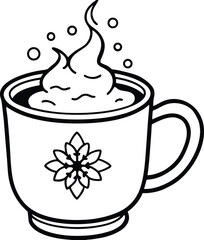 Cozy hot cocoa mug with steam rising set against a festive snowy background for winter holidays isolated on white background isolated on transparent background