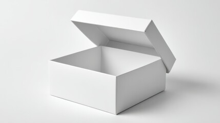 Open white cardboard box isolated on white background in studio shot