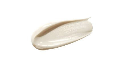 Luxurious creamy white moisturizer smear with smooth glossy texture on transparent background – elegant skincare product texture close-up