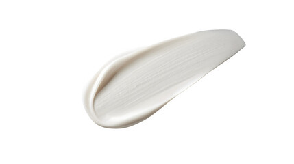 Luxurious creamy white moisturizer smear with smooth glossy texture on transparent background – elegant skincare product texture close-up