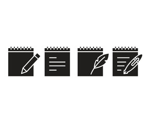 Fototapeta premium notepad and pen icons set illustration
