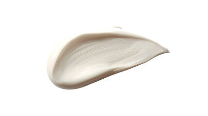 Luxurious creamy white moisturizer smear with smooth glossy texture on transparent background – elegant skincare product texture close-up