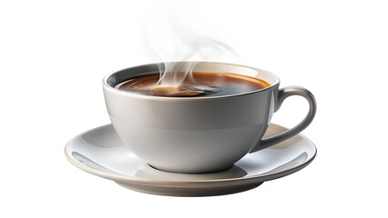 A cup of hot coffee isolated on transparent background, a perfect start to the day