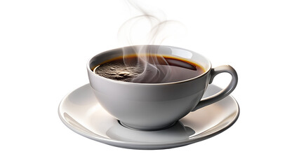 A cup of hot coffee isolated on transparent background, a perfect start to the day