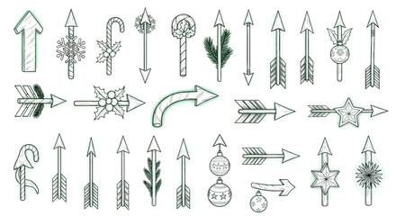 Vector art of collection of handdrawn arrows and festive elements
