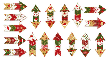 Vector art of set of christmas arrows pointing in different directions