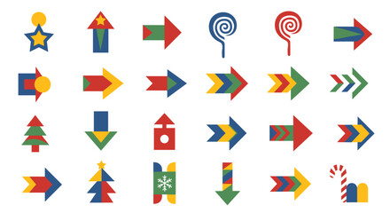 Vector art of collection of christmas and holiday arrows and icons