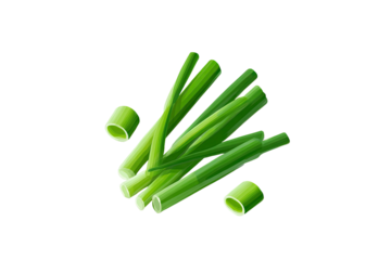Bright green sliced spring onions