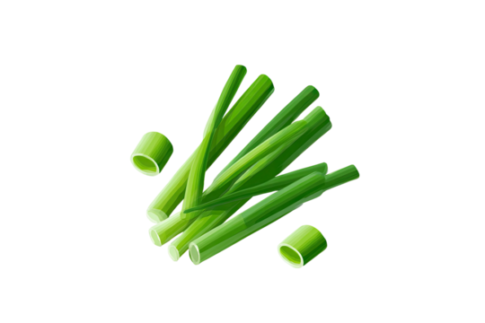 Bright green sliced spring onions