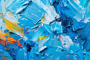 Obraz premium Photo of Many rough blue smears of acrylic oil paint on flat surface. Background texture for backdrops or mapping