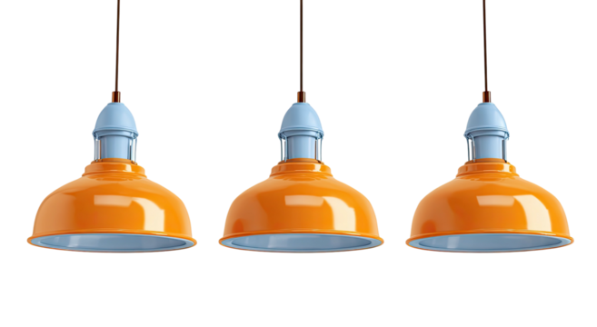 Three orange pendant lamps - Powered by Adobe