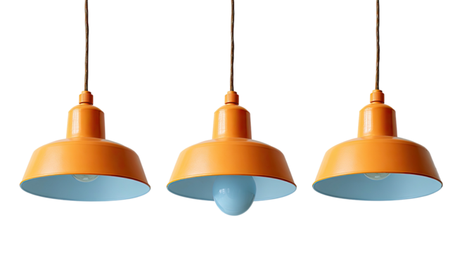 Three orange hanging lamps